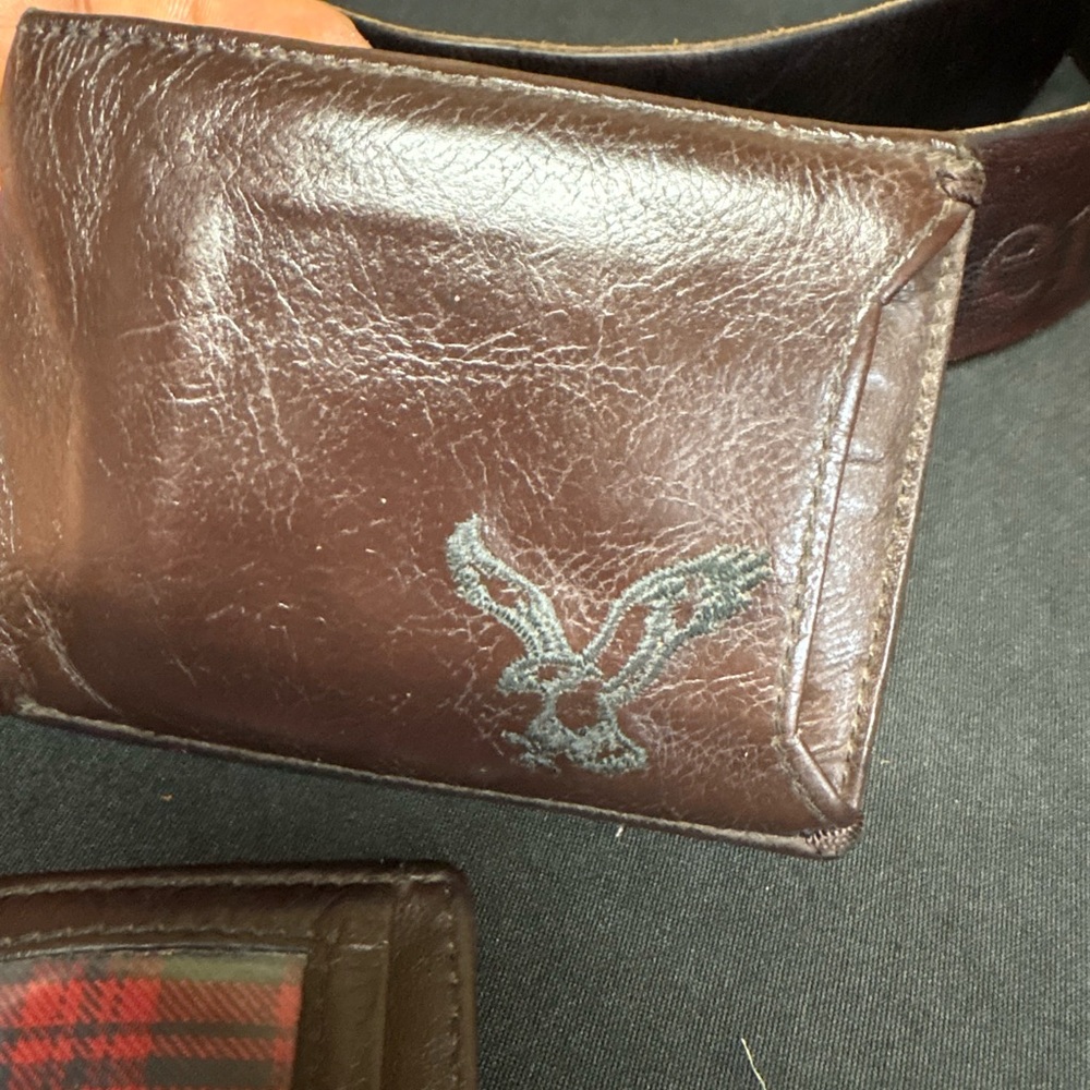 American Eagle By Payless Brown Key & Card Holder with Embossed Logo